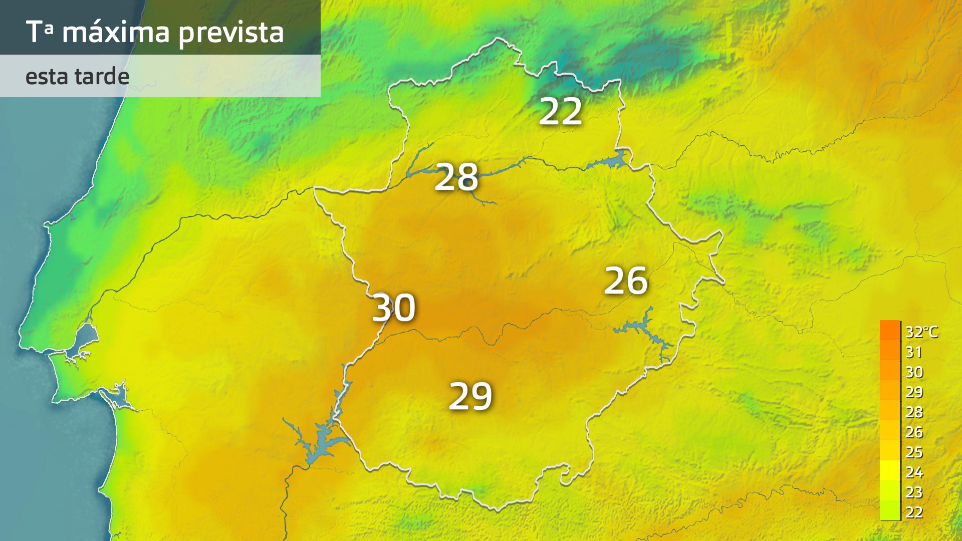Temperatura máxima prevista para hoy viernes 28 de junio