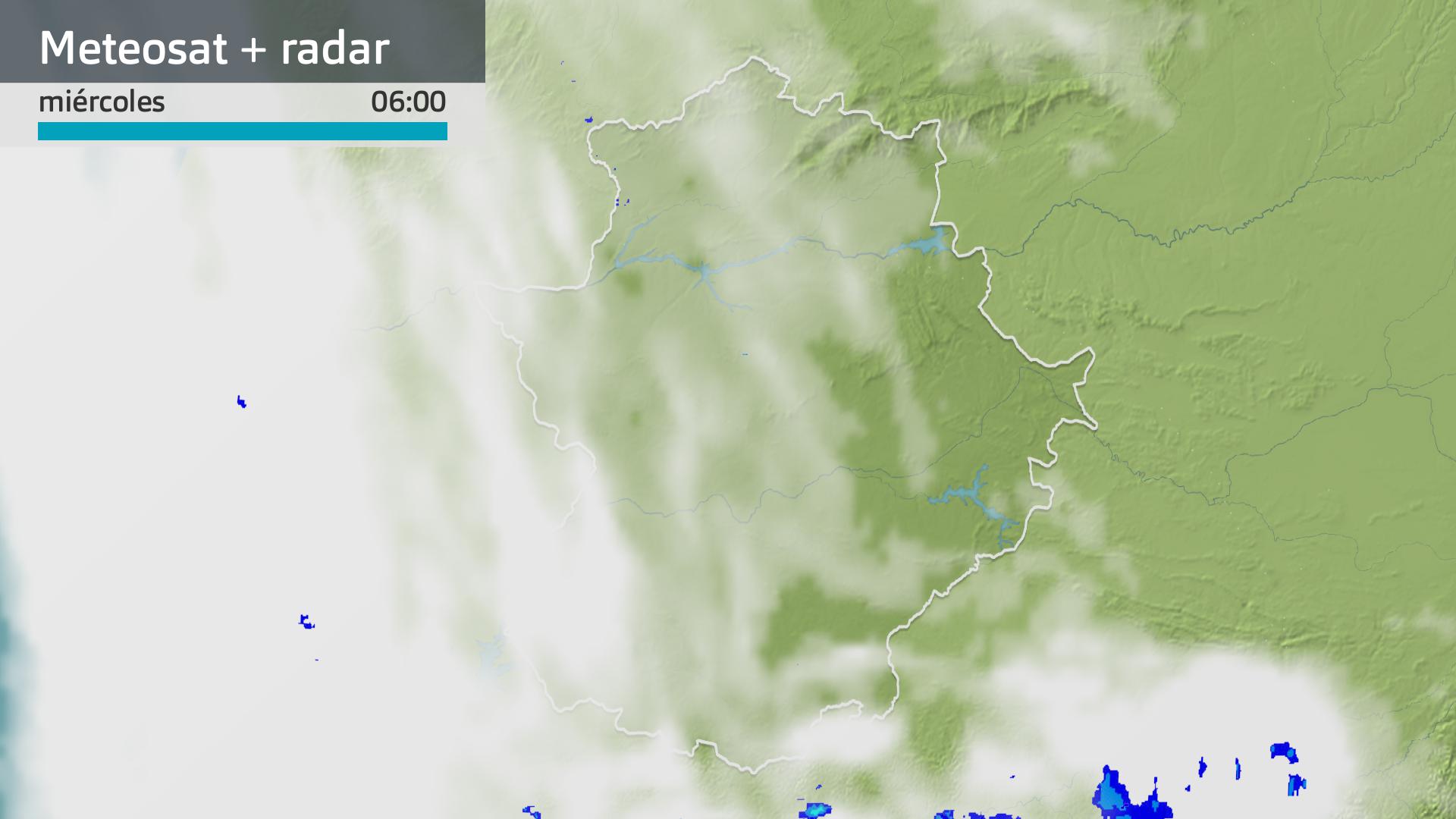 Imagen del Meteosat + radar meteorológico miércoles 30 de abril 6 h.