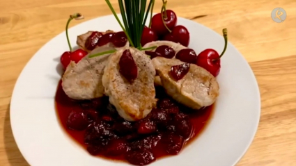 solomillo, cerezas, receta, 