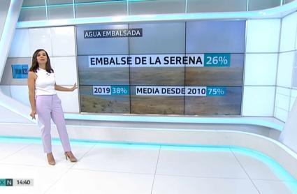 Silvia Solano informa en plató de la situación en la que se encuentran los pantanos de Extremadura